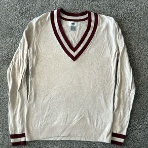 Beige / cream maroon V-neck cotton sweater Old Navy XS